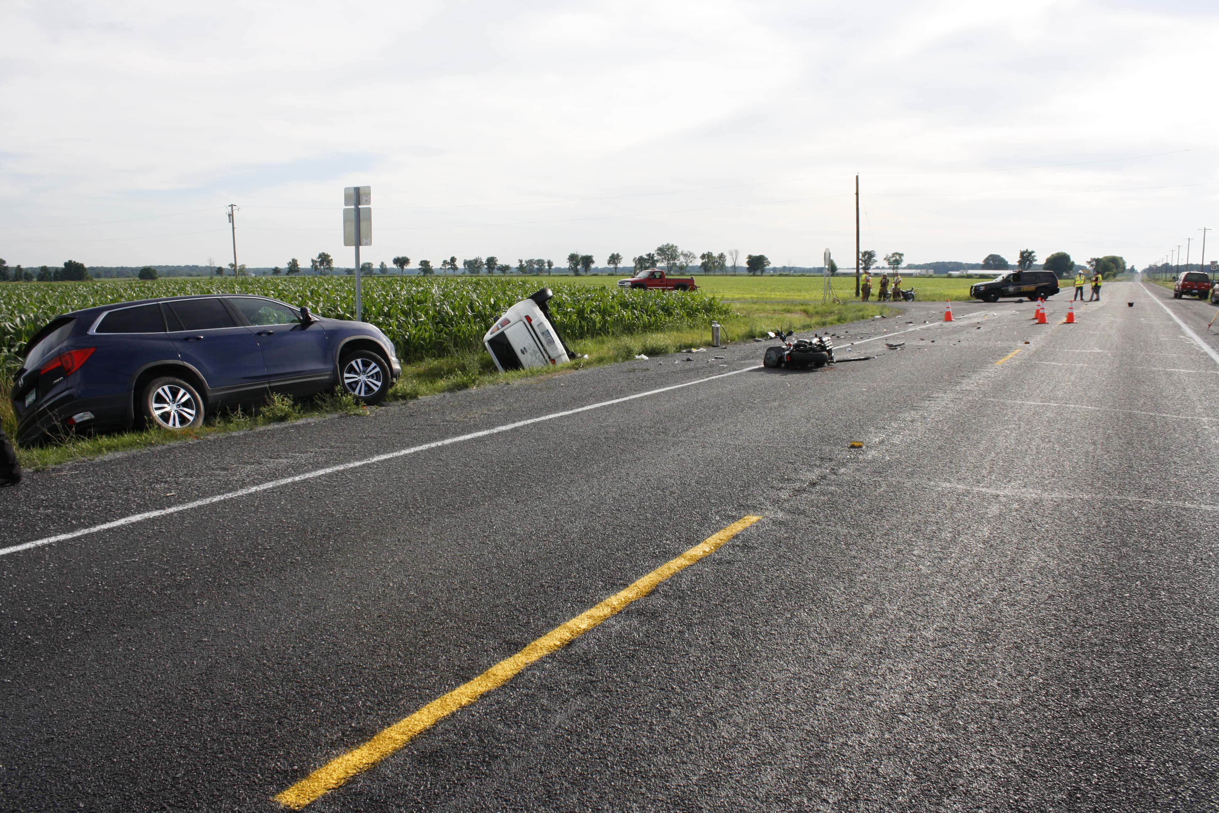 Elkhart woman hospitalized after motorcycle collides with 3 vehicles