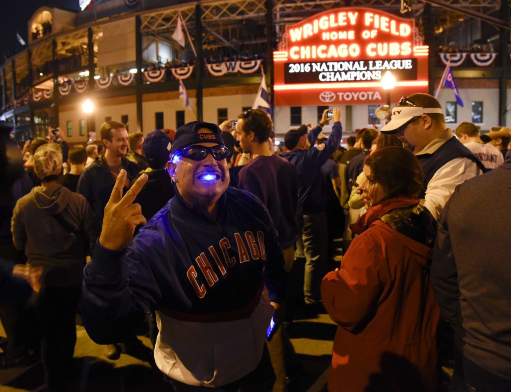 Chicago Cubs fans celebrate team’s 1st World Series berth since 1945