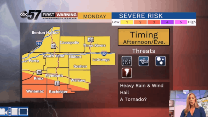 Strong to severe storms possible in Michiana on Monday - 95.3 MNC